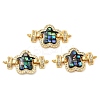 Rack Plating Brass Micro Pave Clear Cubic Zirconia Flower Links Connector Charms KK-K385-104G-03-1