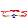 Glass & Brass Beads Braided Bead Bracelets JD3982-2-1