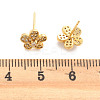 Flower Brass Micro Pave Clear Cubic Zirconia Stud Earrings EJEW-H162-03G-5