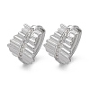 Brass Clear Cubic Zirconia Hoop Earrings EJEW-Q014-17P-2
