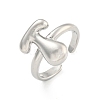 Brass Letter Open Cuff Rings for Women RJEW-G313-01T-P-1