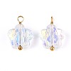 Electroplate Glass Flower Charms STAS-N110-15G-1
