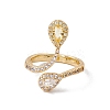 Clear Cubic Zircon Teardrop Open Cuff Ring RJEW-B043-02-1