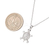 Brass Micro Pave Clear Cubic Zirconia Tortoise Pendant 304 Stainless Steel Cable Chain Necklaces for Women NJEW-JN05903-02-3