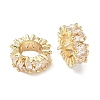 Brass Micro Pave Cubic Zirconia Rondelle European Beads KK-A254-08G-1