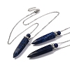 Dyed Natural Lapis Lazuli Bullet Shaped Perfume Bottle Pendant Necklaces G-B089-02P-09-1