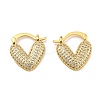 Rack Plating Brass Micro Pave Cubic Zirconia Heart Hoop Earrings for Women EJEW-F326-10G-1