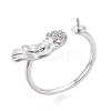 Fish Brass Micro Pave Clear Cubic Zirconia Cuff Ring Settings KK-T076-52P-1