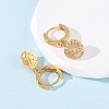 Flat Round with Tree Brass Micro Pave Clear Cubic Zirconia Hoop Earrings EJEW-F384-10G-3