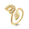 Ocean Theme Brass Micro Pave Cubic Zirconia Cuff Rings for Women RJEW-F184-17G-G-2