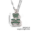 Brass Micro Pave Green Cubic Zirconia Cute 3D Bear Pendant Necklaces for Women BD3088-1-1