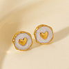 304 Stainless Steel Heart Stud Earrings OA9161-2-1