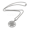 Crystal Rhinestone Flat Round with Hexgon Pendant Necklace with 304 Stainless Steel Box Chains NJEW-K253-11P-2