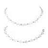 2Pcs 2 Styles Natural White Shell & Brass Moon Star Beaded Necklaces NJEW-JN05854-2