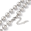 Non-Tarnish 304 Stainless Steel Round Beads Necklace for Women NJEW-B107-01A-P-2