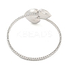 Rack Plating Brass Pave Clear Cubic Zirconia Heart Open Cuff Rings for Women BJEW-B110-04A-P-3