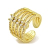 Brass Micro Pave Cubic Zirconia Cuff Rings for Women LS-RJEW-E294-04G-03-1