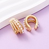 Multilayer C-Shaped Brass Micro Pave Clear Cubic Zirconia Cuff Earrings EJEW-Z127-02G-2