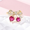 Brass Micro Pave Cubic Zirconia Cuff Rings for Women RJEW-A062-01G-5