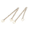 Brass Pave Rhinestone Chain with Heart Big Pendants KK-N216-420-03LG-3
