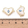Brass Pave Natural Shell Heart Connector Charms KK-N258-08G-3