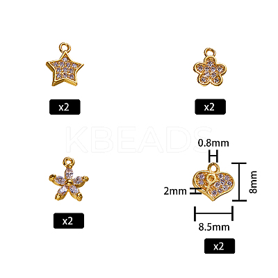 Brass Micro Pave Clear Cubic Zirconia Charms KK-SZ0001-18G-1