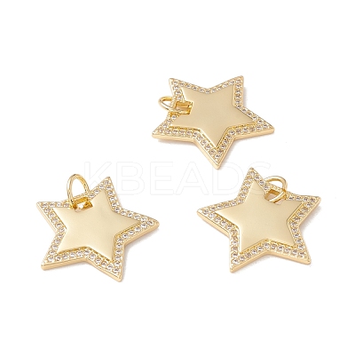 Brass Micro Pave Clear Cubic Zirconia Pendants KK-G415-16G-1