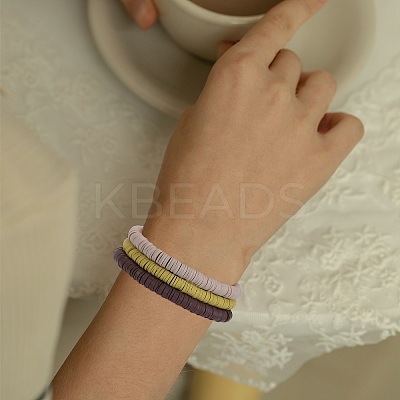 Polymer Clay Heishi Surfer Stretch Bracelets Set BJEW-SW00130-1