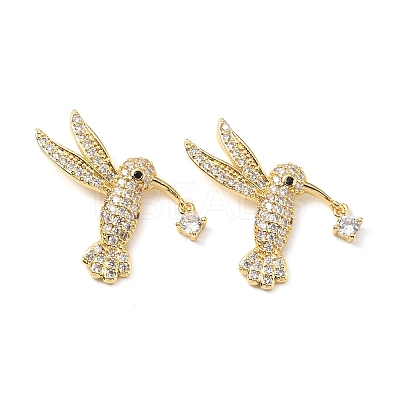 Brass Micro Pave Clear Cubic Zirconia Pendants KK-G533-07A-G-1