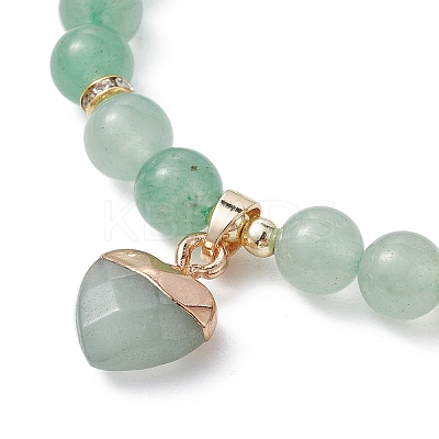 Natural Green Aventurine Round Beaded Stretch Bracelets BJEW-JB09727-05-1