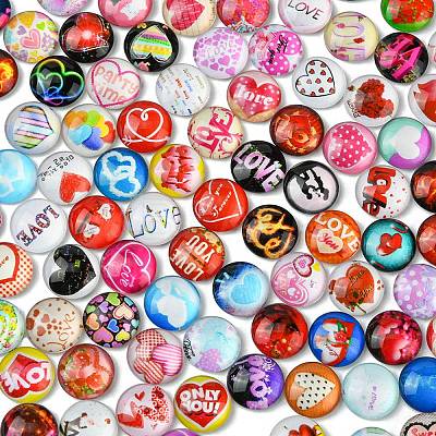 Valentine's Day Theme Flatback Glass Cabochons GGLA-N005-12mm-02-1