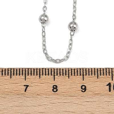 304 Stainless Steel 3MM Round Bead Cable Chain Necklaces for Women NJEW-G177-03B-P-1