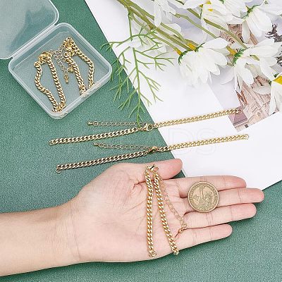 8Pcs Two Tone Handmade Brass Curb Chain Bracelet Makings KK-NB0002-63-1