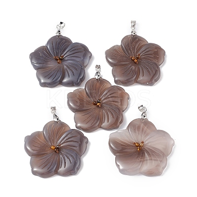 Natural Grey Agate Big Pendants G-B040-01P-04-1