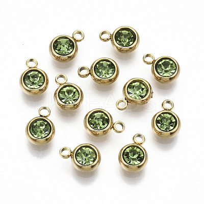 PVD Vacuum Plating 201 Stainless Steel Rhinestone Charms X-STAS-S068-08G-1