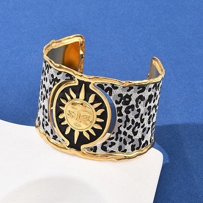 304 Stainless Steel Cuff Bangles for Women LS-BJEW-K285-01B-G-1
