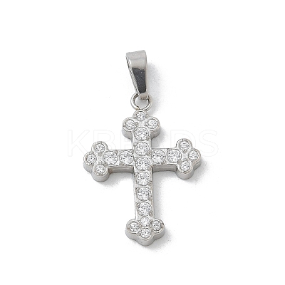 304 Stainless Steel Micro Pave Cubic Zirconia Pendants STAS-Z107-08P-11-1