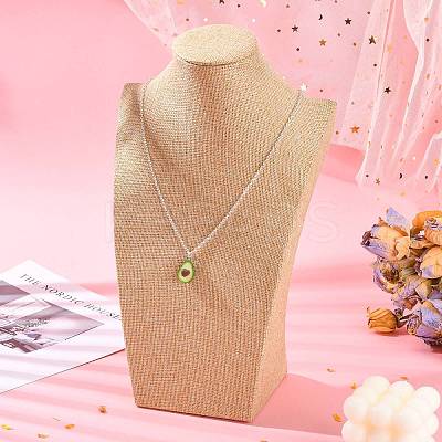 Wooden Covered with Imitation Burlap Necklace Displays NDIS-K001-B16-1