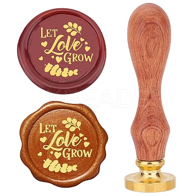 Brass Wax Seal Stamps with Wood Handle AJEW-WH0412-0135-1