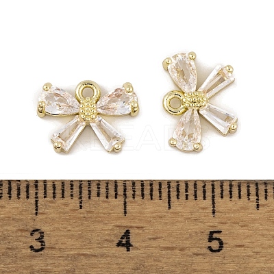 Brass Micro Pave Clear Cubic Zirconia Charms KK-L212-14G-1