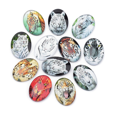 Flatback Glass Cabochons X-GGLA-S034-25x18-028-1
