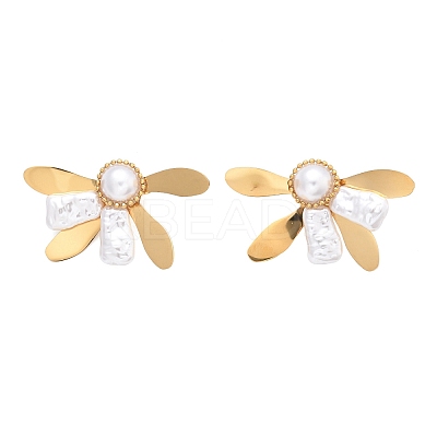 Flower 304 Stainless Steel Stud Earrings EJEW-C142-05G-1