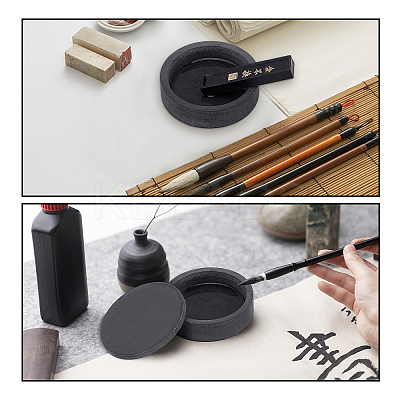 2Pcs 2 Style Stone Calligraphy Inkstone and Rectangle Inker AJEW-PH0003-52-1