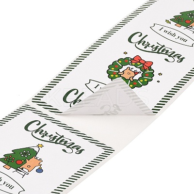 50Pcs Christmas Square with Word Merry Christmas Roll Stickers DIY-M070-03D-1