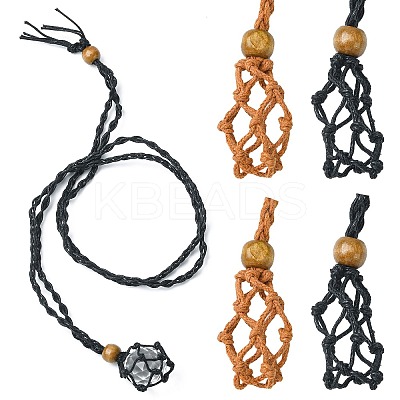 4Pcs 2 Colors Braided Wax Rope Cord Macrame Pouch Necklace Making NJEW-CJ0001-02-1