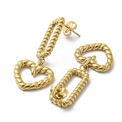 Ion Plating(IP) 304 Stainless Steel Dangle Stud Earrings EJEW-K269-05G-1