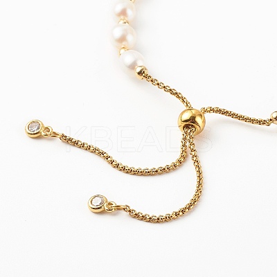Rice Natural Pearl Slide Bracelets BJEW-JB06260-02-1