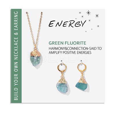 Nuggets Natural Fluorite Pendant Necklaces & Earrings Sets for Women WG0BEC3-07-1