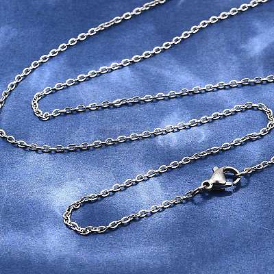 Tarnish Resistant Classic Plain 304 Stainless Steel Mens Womens Necklaces Unisex Cable Chain Necklaces NJEW-507L-7-1
