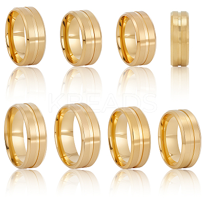 14Pcs 7 Styles Stainless Steel Grooved Finger Ring Settings STAS-SC0010-65G-1